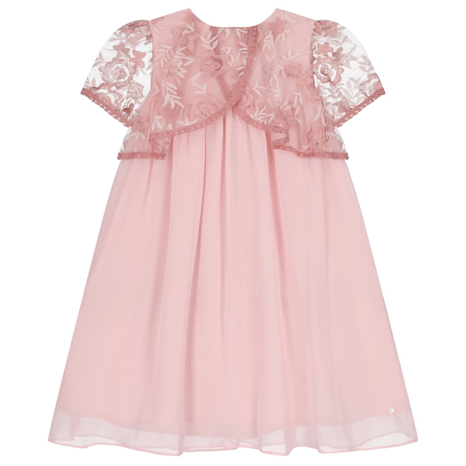 Girls Pink Chiffon Cape Dress , 1, hi-res