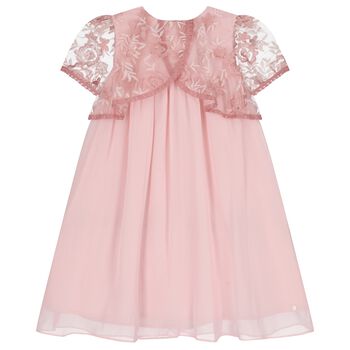 Girls Pink Chiffon Cape Dress 