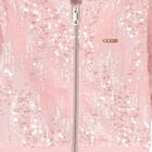 Girls Pink Sequins Hooded Zip Up Top, 1, hi-res