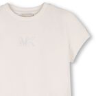 Girls Beige Logo Pleated Dress, 1, hi-res