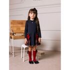 Girls Navy Blue Tartan Dress, 1, hi-res