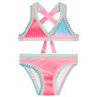 Girls Multi-Coloured Embroidered Bikini, 2, hi-res