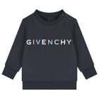 Younger Boys Navy Blue Logo Sweatshirt, 1, hi-res