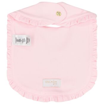 Baby Girls Pink Logo Ruffled Bib
