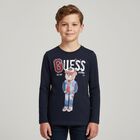 Boys Navy Blue Teddy Bear Long Sleeve Top, 4, hi-res