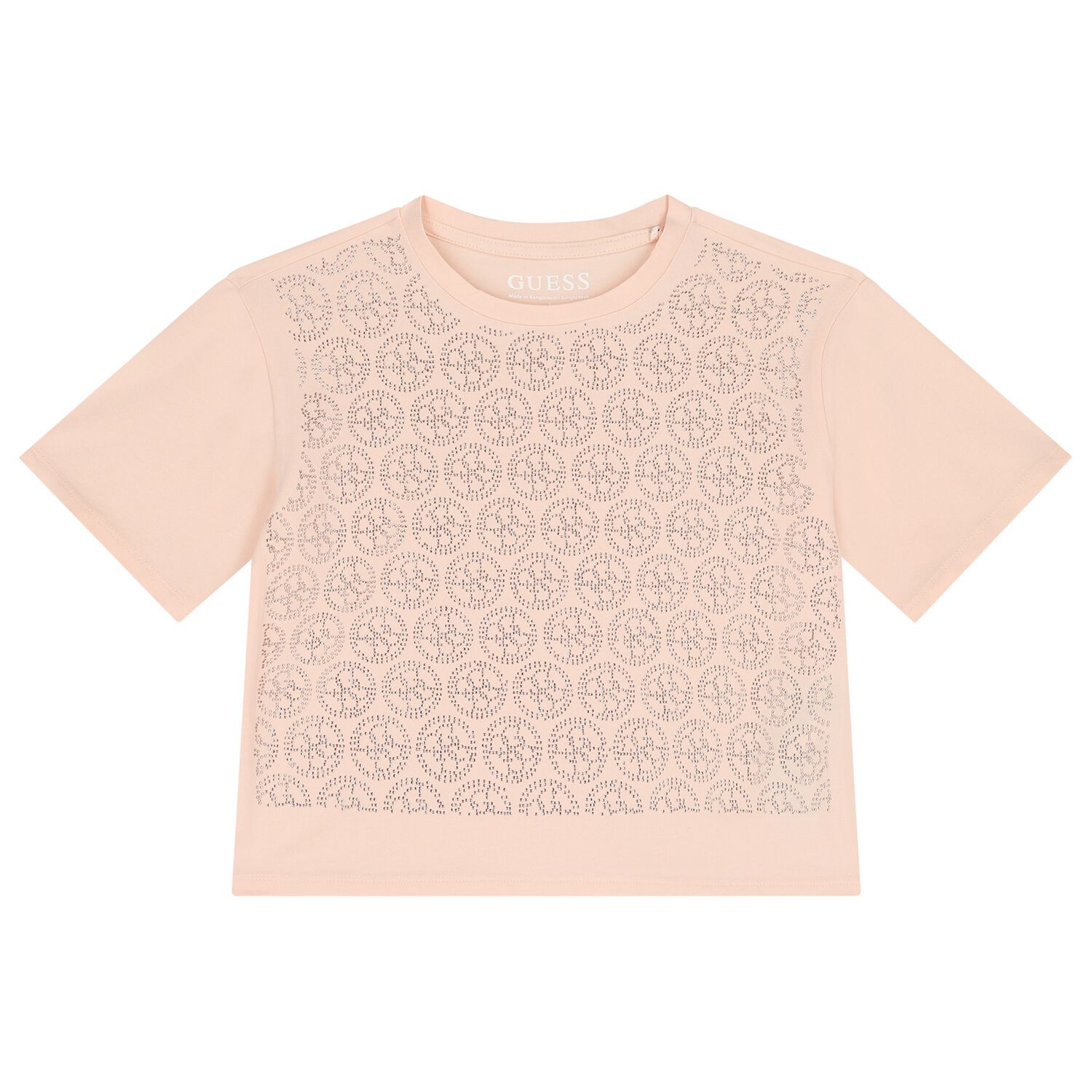 Girls Pink Embellished Logo T-Shirt, 2, hi-res