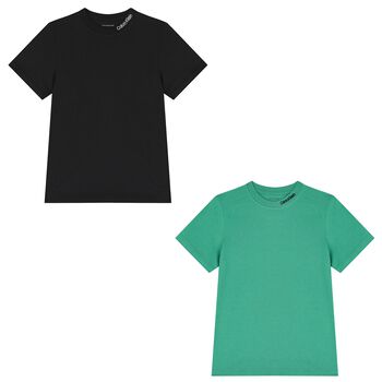 Boys Green & Black Cotton T-Shirts ( 2-Pack )