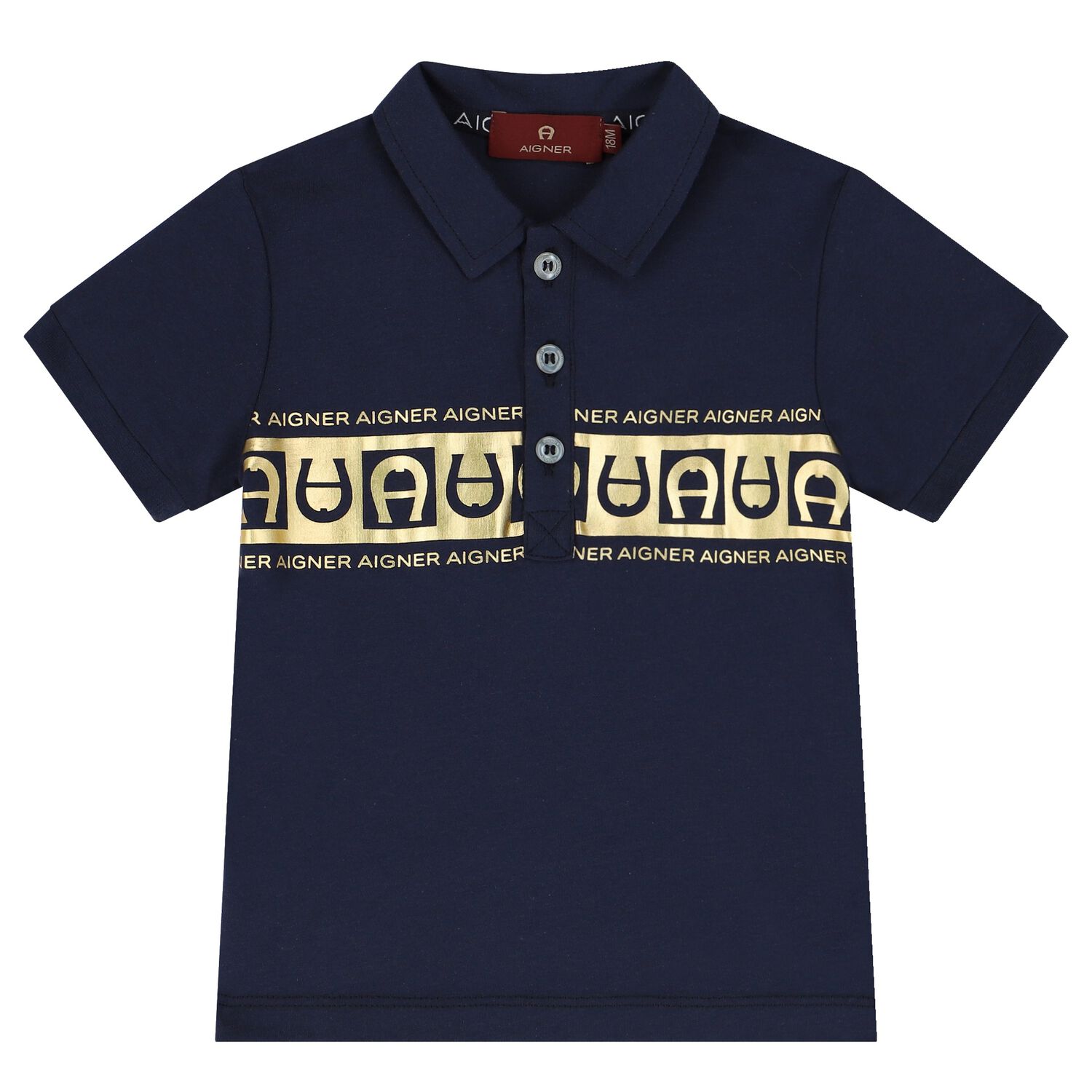 Younger Boys Navy & Gold Polo Shirt, 2, hi-res image number null