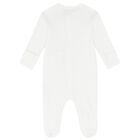 White Cotton Logo Babygrow, 1, hi-res