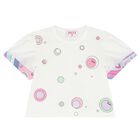 Girls White Cotton Fontane Print T-Shirt, 1, hi-res