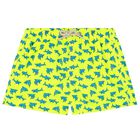Boys Neon Yellow Sharks Swim Shorts, 1, hi-res