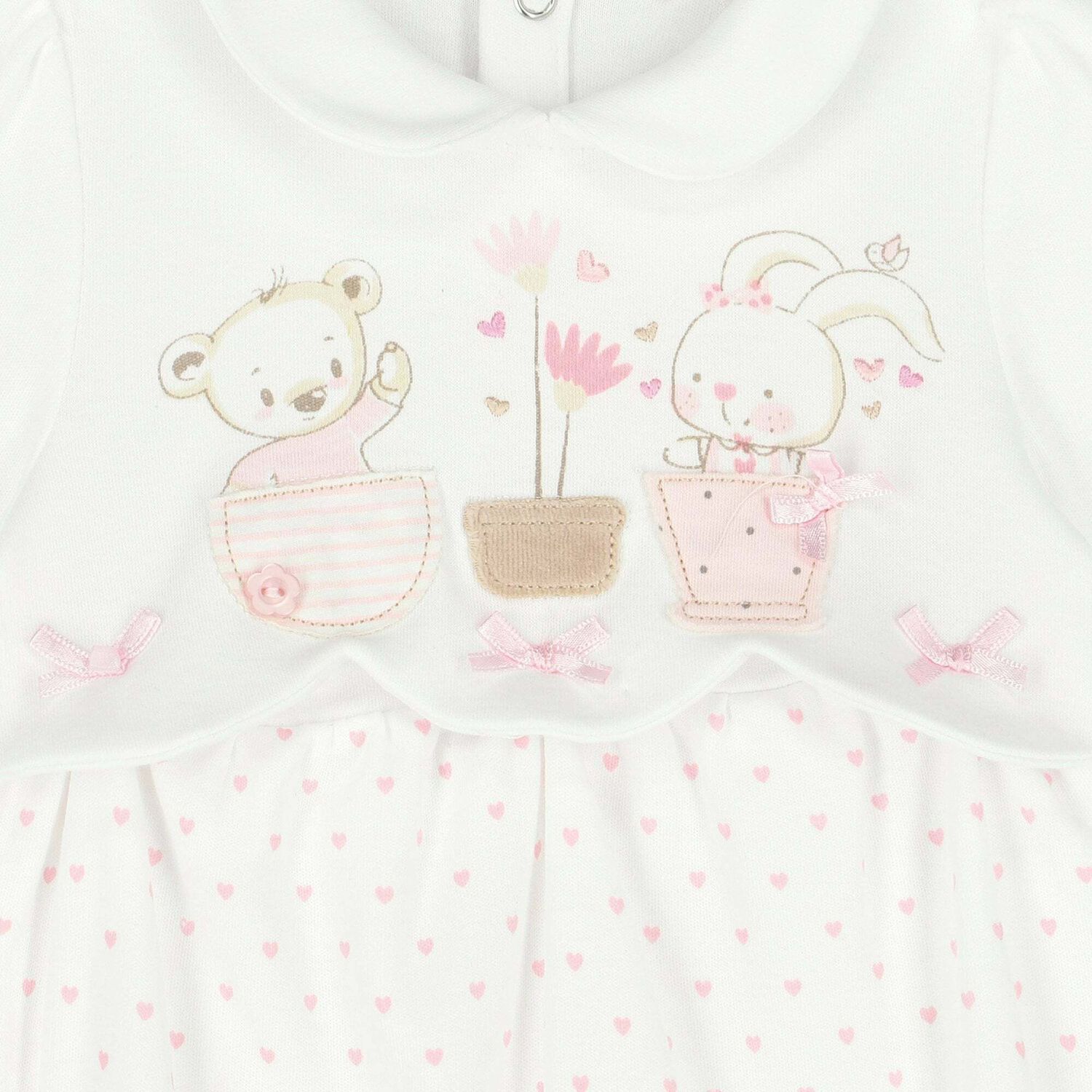 Baby Girls White & Pink Babygrow, 1, hi-res image number null