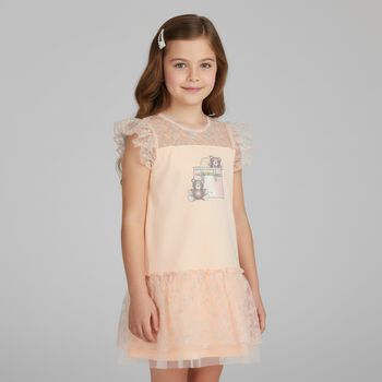 Girls Pink Logo Bag Dress