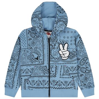 Blue Bandana Disney Hooded Zip Up Top