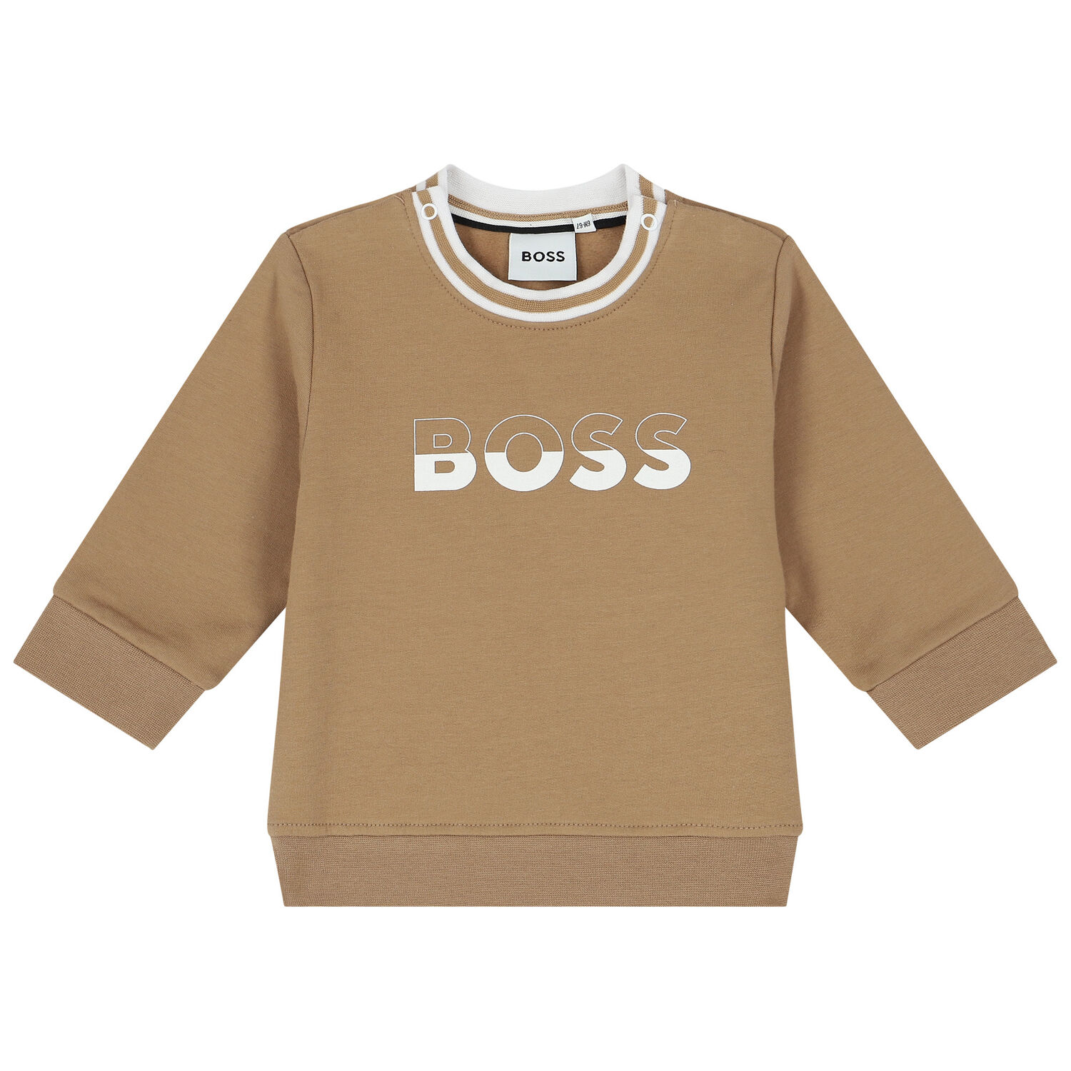 Baby Boys Beige & Black Logo Tracksuit, 1, hi-res