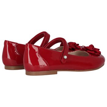 Girls Red Patent Leather Ballerina Shoes