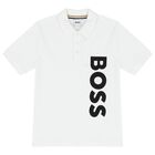 Boys White Logo Polo Shirt, 1, hi-res