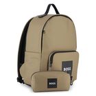 Boys Beige Canvas Backpack, 1, hi-res