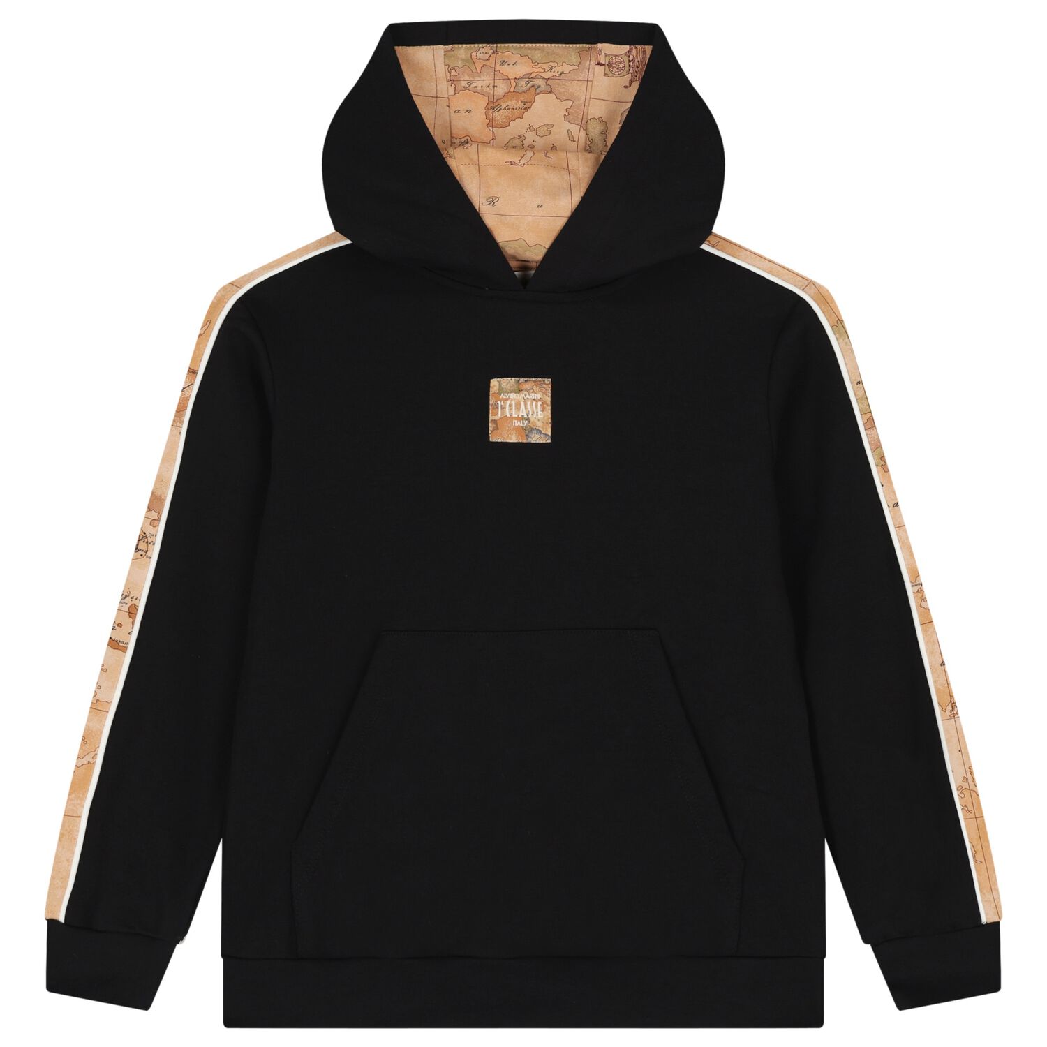 Boys Black Logo Hooded Top, 1, hi-res