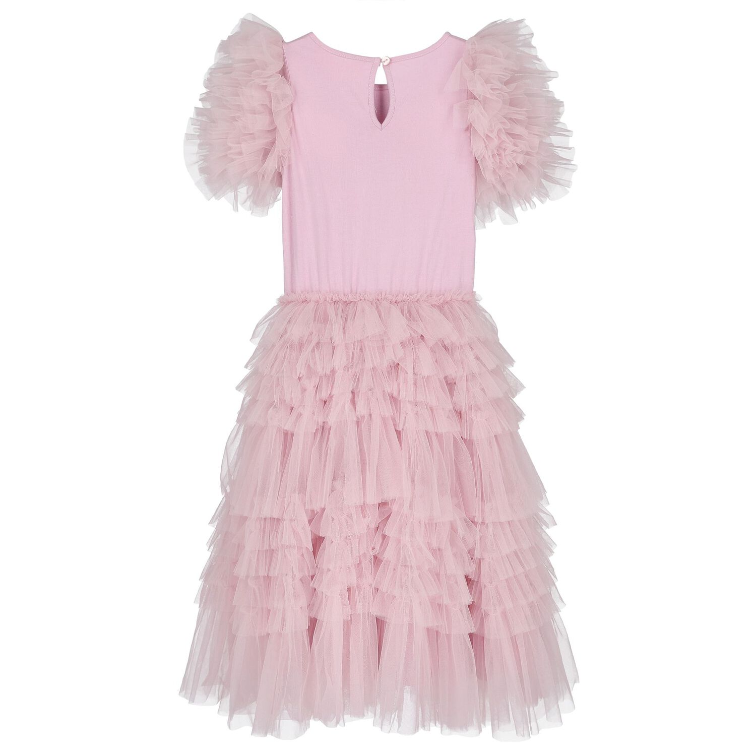 Girls Pink & Black Bow Tulle Dress, 1, hi-res