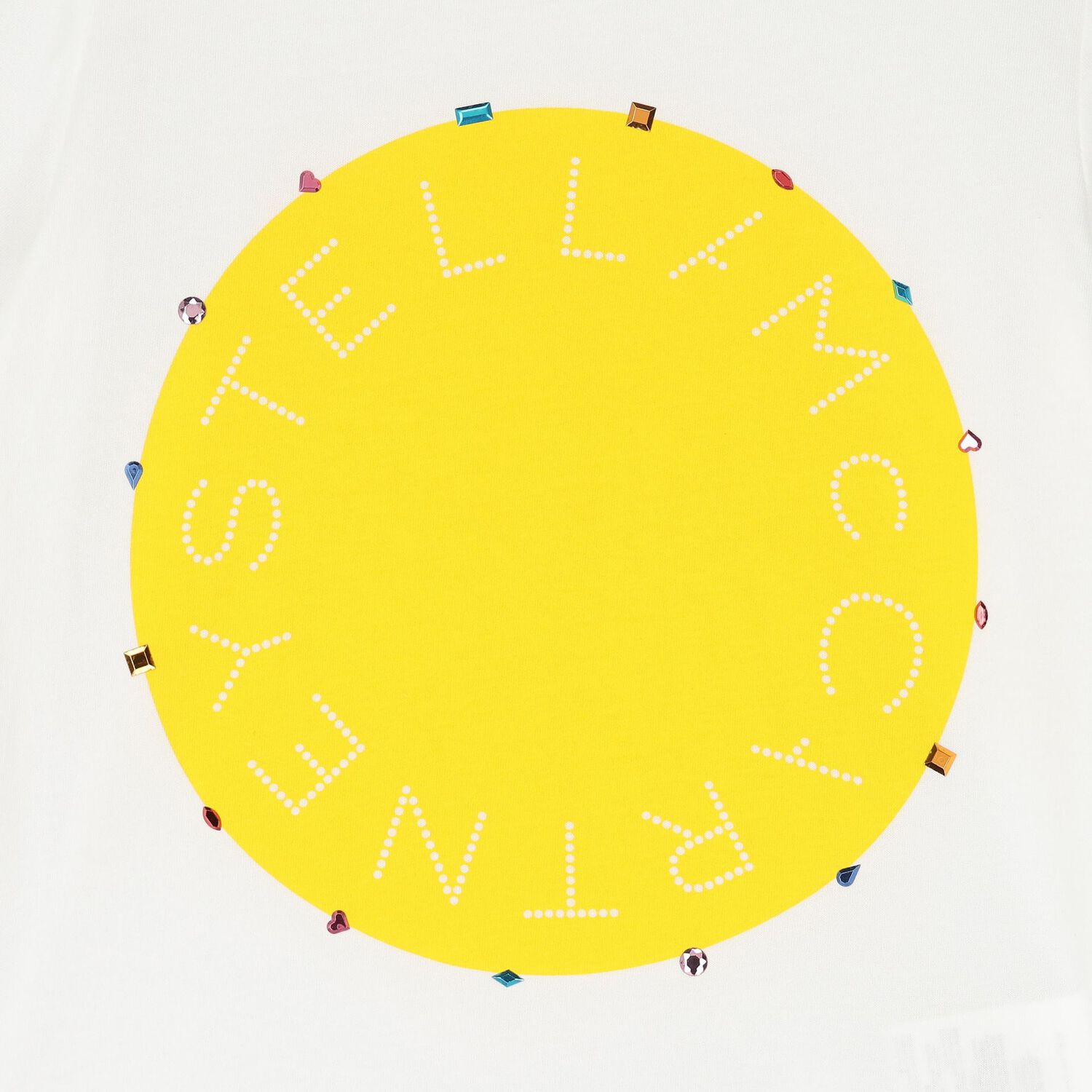 Girls Ivory & Yellow Jewelled T-Shirt, 1, hi-res