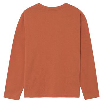 Boys Orange Basketball Long Sleeve Top