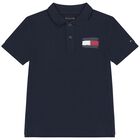 Boys Navy Blue Logo Polo Shirt, 1, hi-res