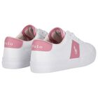 Girls White & Pink Logo Trainers, 1, hi-res