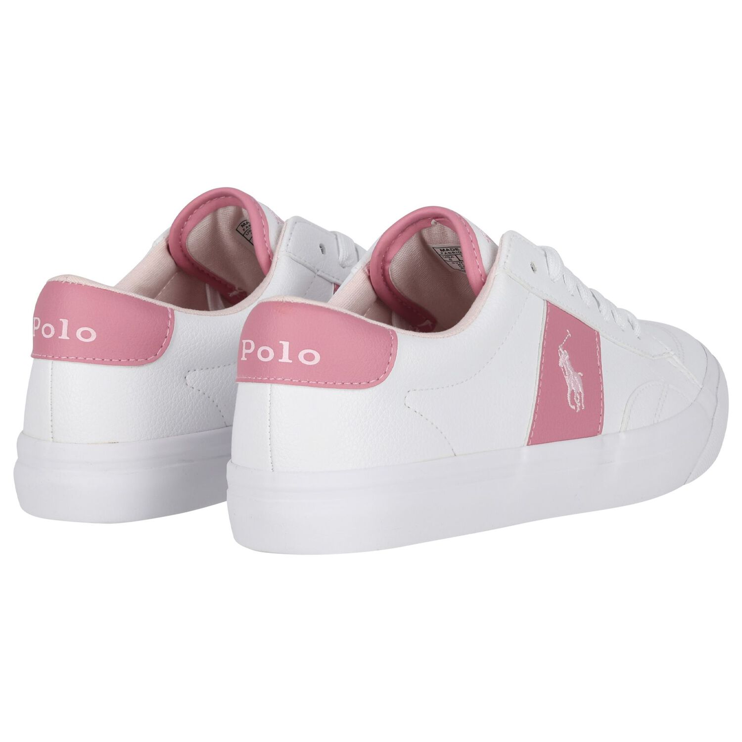 Girls White & Pink Logo Trainers, 1, hi-res