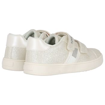 Girls Ivory Faux Leather Trainers