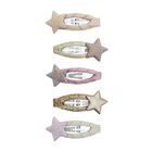 GirLs Pink & Gold Glittery Star Hairclips ( 5 Pack ), 1, hi-res