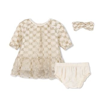 Younger Girls Gold Logo Tulle Dress Set