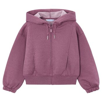 Girls Pink Hooded Zip Up Top
