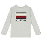 Boys Grey Logo Long Sleeve Top, 2, hi-res