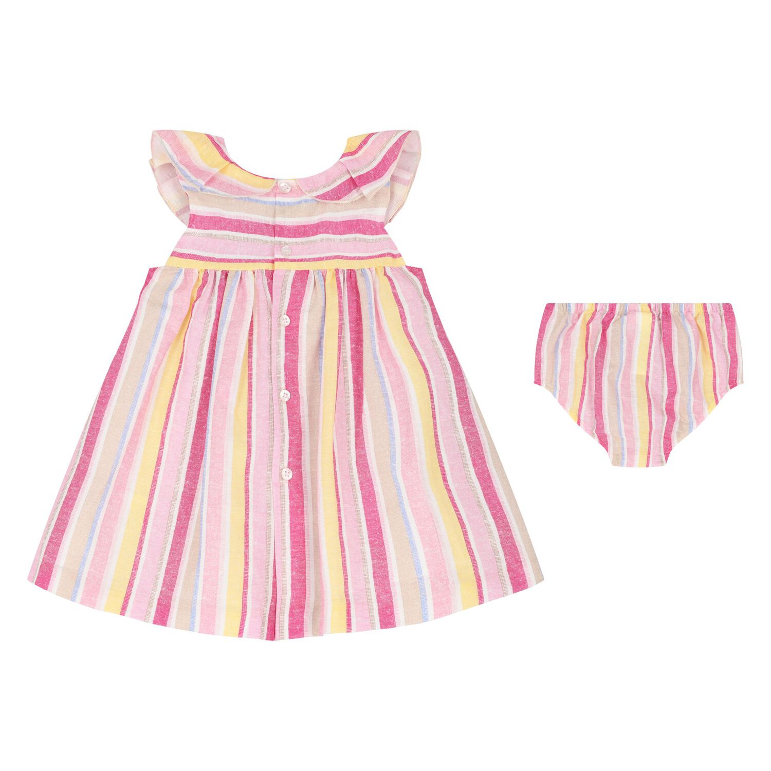 Baby Girls Multi-Coloured Striped Dress Set, 1, hi-res