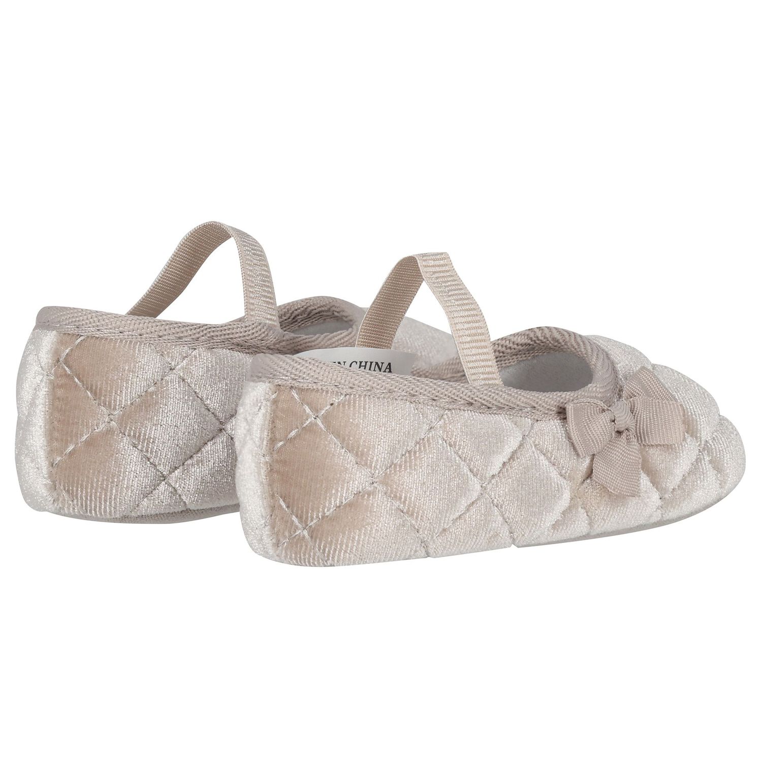 Baby Girls Beige Velvet Pre Walker Shoes, 2, hi-res