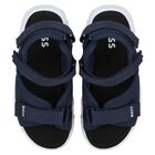 Boys Navy Blue Logo Sandals, 2, hi-res
