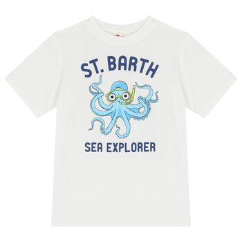 Boys White Octopus T-Shirt