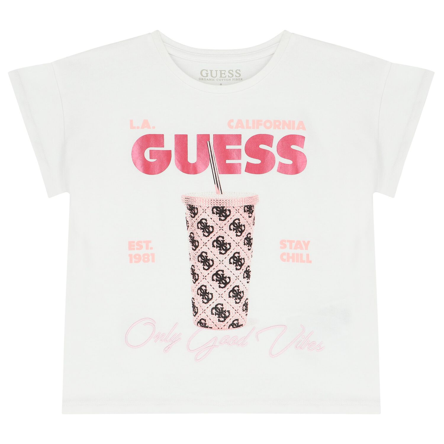 Girls White 'Only Good Vibes' T-Shirt, 1, hi-res