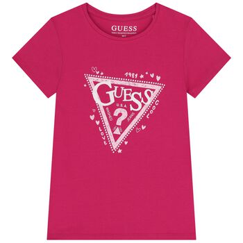 Girls Pink Glittery Logo T-Shirt