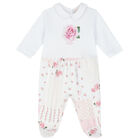 Baby Girls White Rose Babygrow Set, 1, hi-res