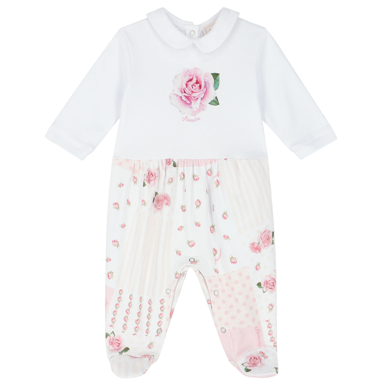 Baby Girls White Rose Babygrow Set, 1, hi-res