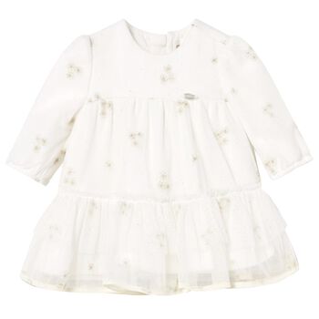 Baby Girls White Floral Tulle Dress