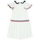 Girls White Pleated Dress, 1, hi-res