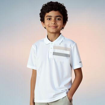Boys White Logo Polo Shirt