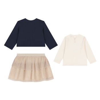 Younger Girls Pink & Ivory Skirt Set