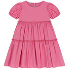 Girls Pink Tiered Dress, 2, hi-res