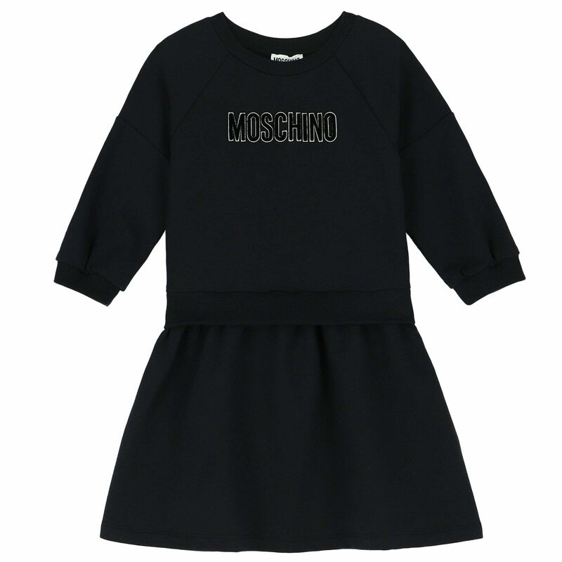 Girls Black Logo Dress, 1, hi-res image number null