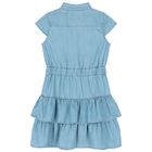 Girls Blue Denim Polo Logo Dress, 1, hi-res