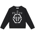 Boys Black Logo Sweatshirt, 1, hi-res